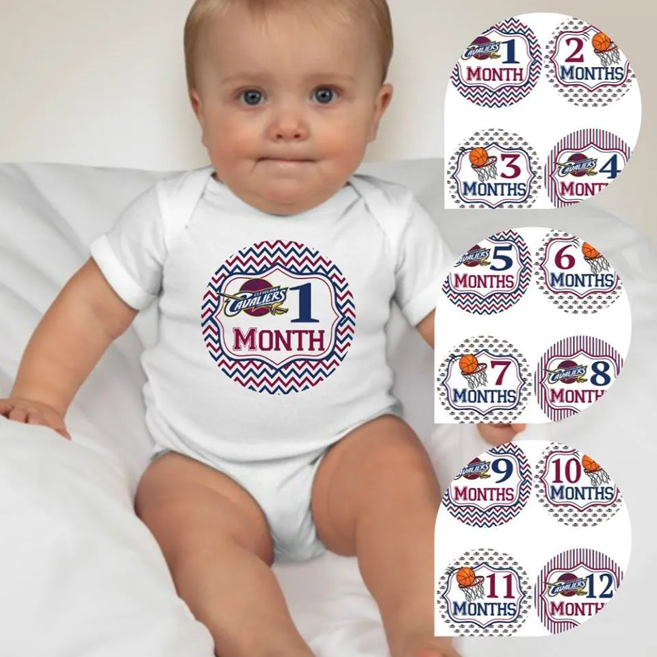 Baby Custom Monthly Onesies - Basketball Cavs