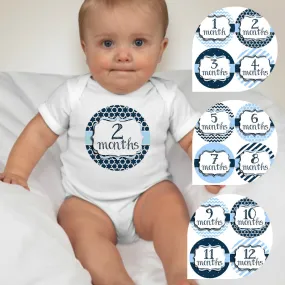 Baby Custom Monthly Onesies - Blue Patterns Banner