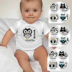 Baby Custom Monthly Onesies - Cute Owl