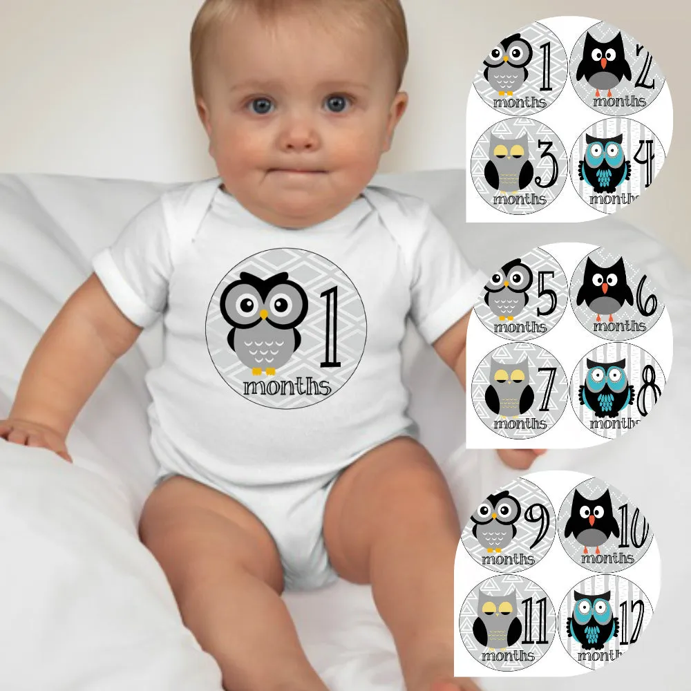 Baby Custom Monthly Onesies - Cute Owl