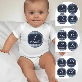 Baby Custom Monthly Onesies - Denim Blues