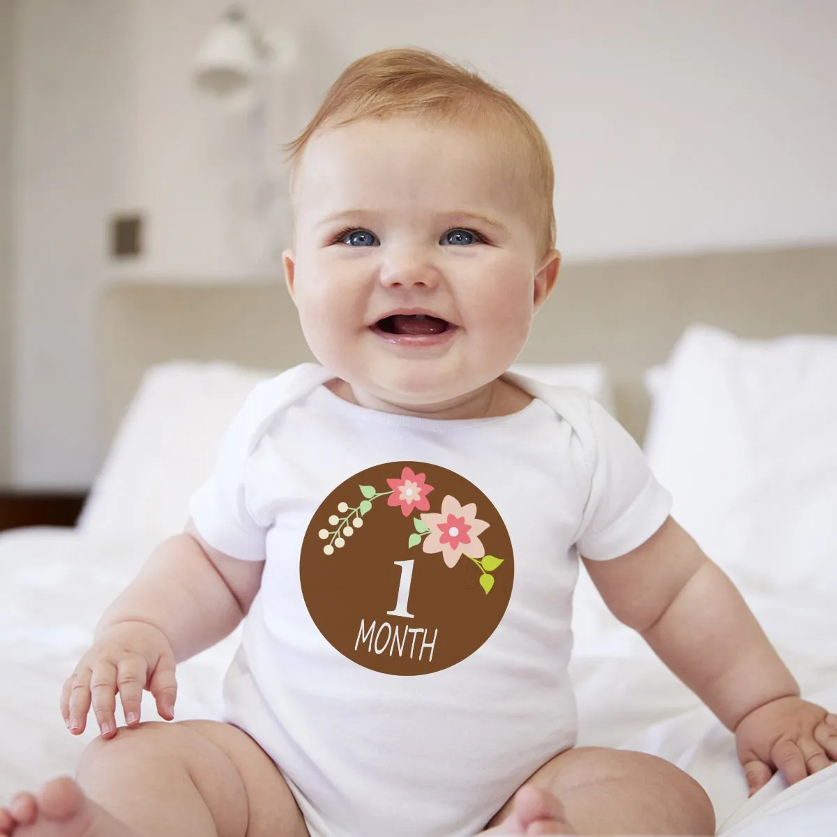 Baby Custom Monthly Onesies - Earth Floral