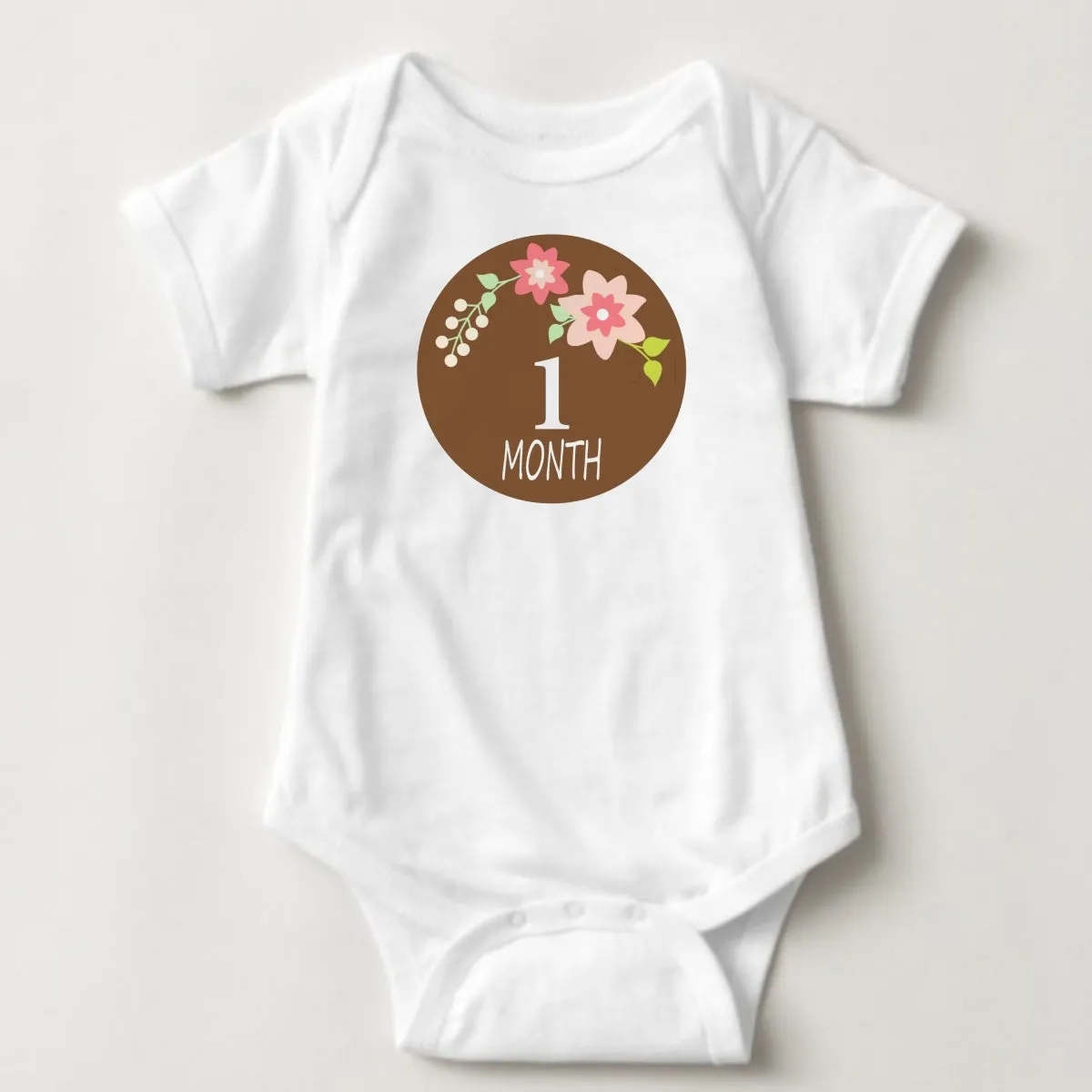 Baby Custom Monthly Onesies - Earth Floral