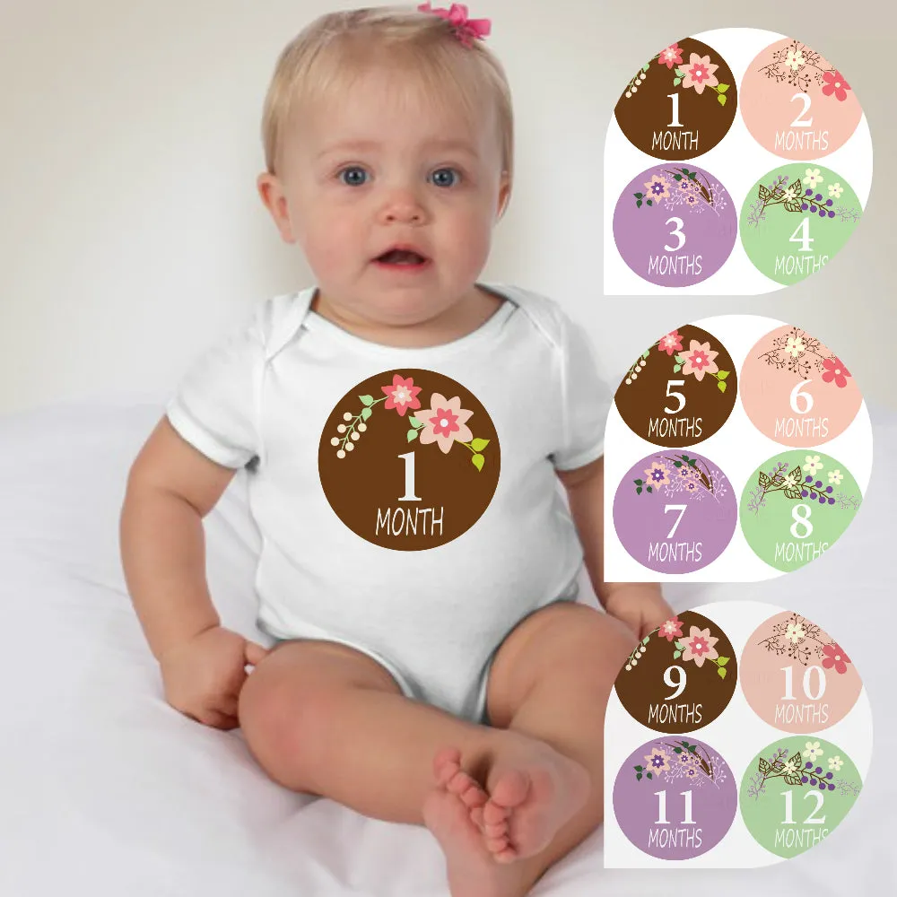 Baby Custom Monthly Onesies - Earth Floral