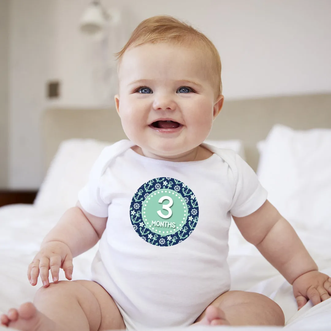 Baby Custom Monthly Onesies - Nautical Chevron