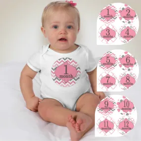 Baby Custom Monthly Onesies - Pink Patterns