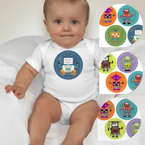 Baby Custom Monthly Onesies - Robots