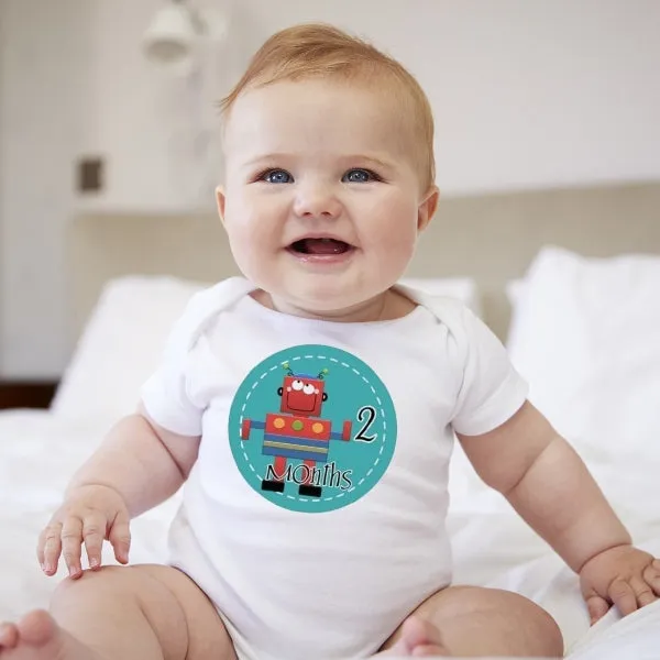 Baby Custom Monthly Onesies - Robots