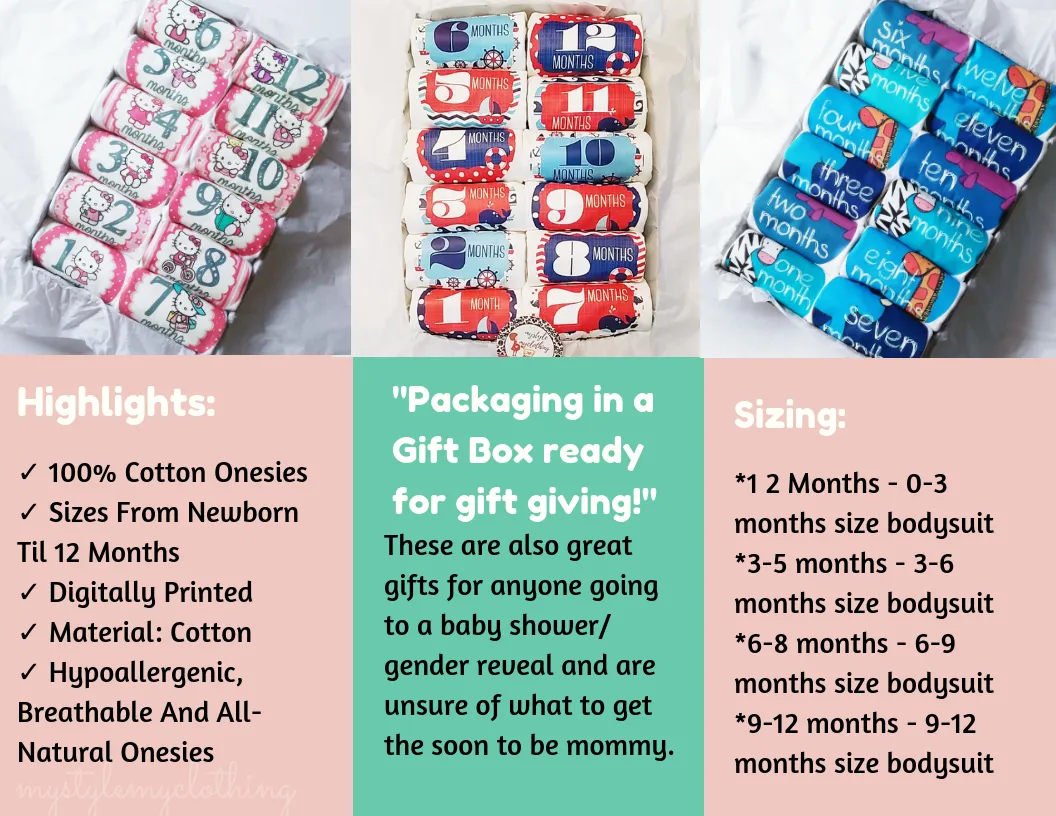 Baby Custom Monthly Onesies - Robots