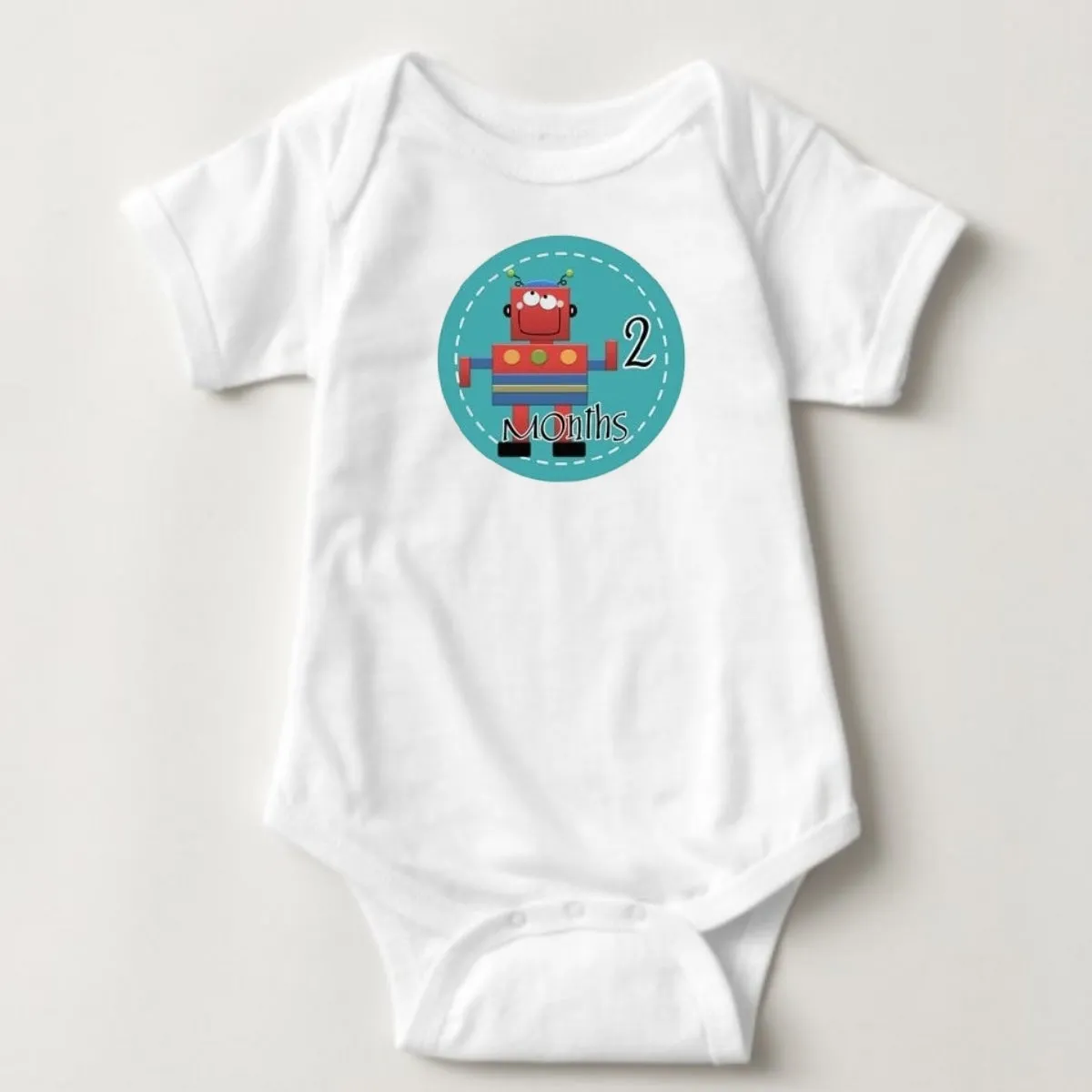 Baby Custom Monthly Onesies - Robots