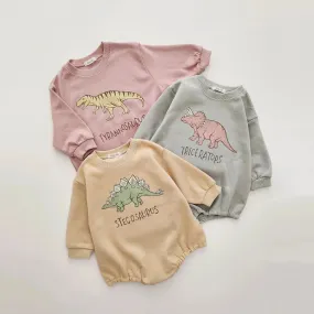 Baby Dinosaur Print Sweatshirt/Romper