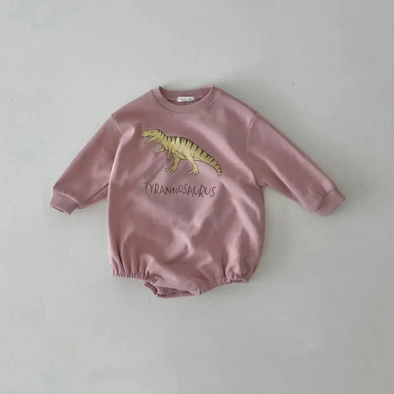 Baby Dinosaur Print Sweatshirt/Romper
