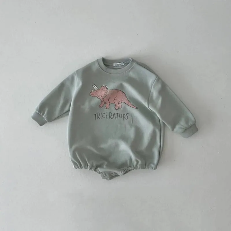 Baby Dinosaur Print Sweatshirt/Romper