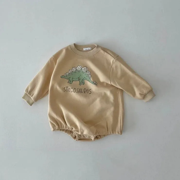 Baby Dinosaur Print Sweatshirt/Romper