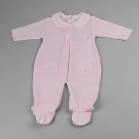 Baby Girls Snuggle Bow Sleepsuit - Pink-Pex
