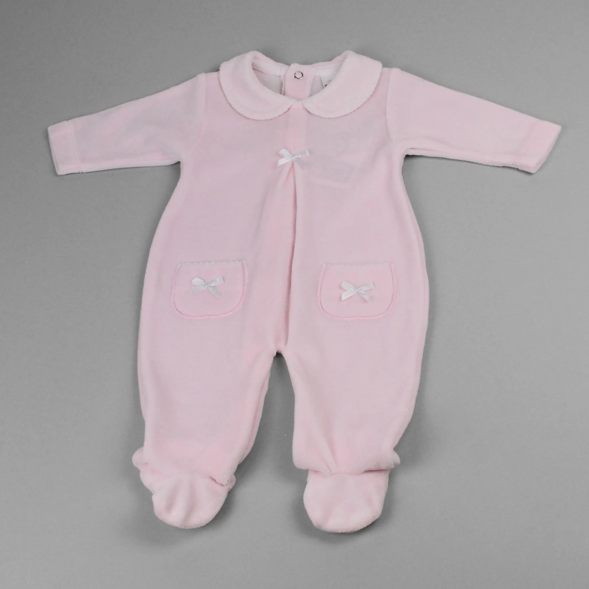 Baby Girls Snuggle Bow Sleepsuit - Pink-Pex
