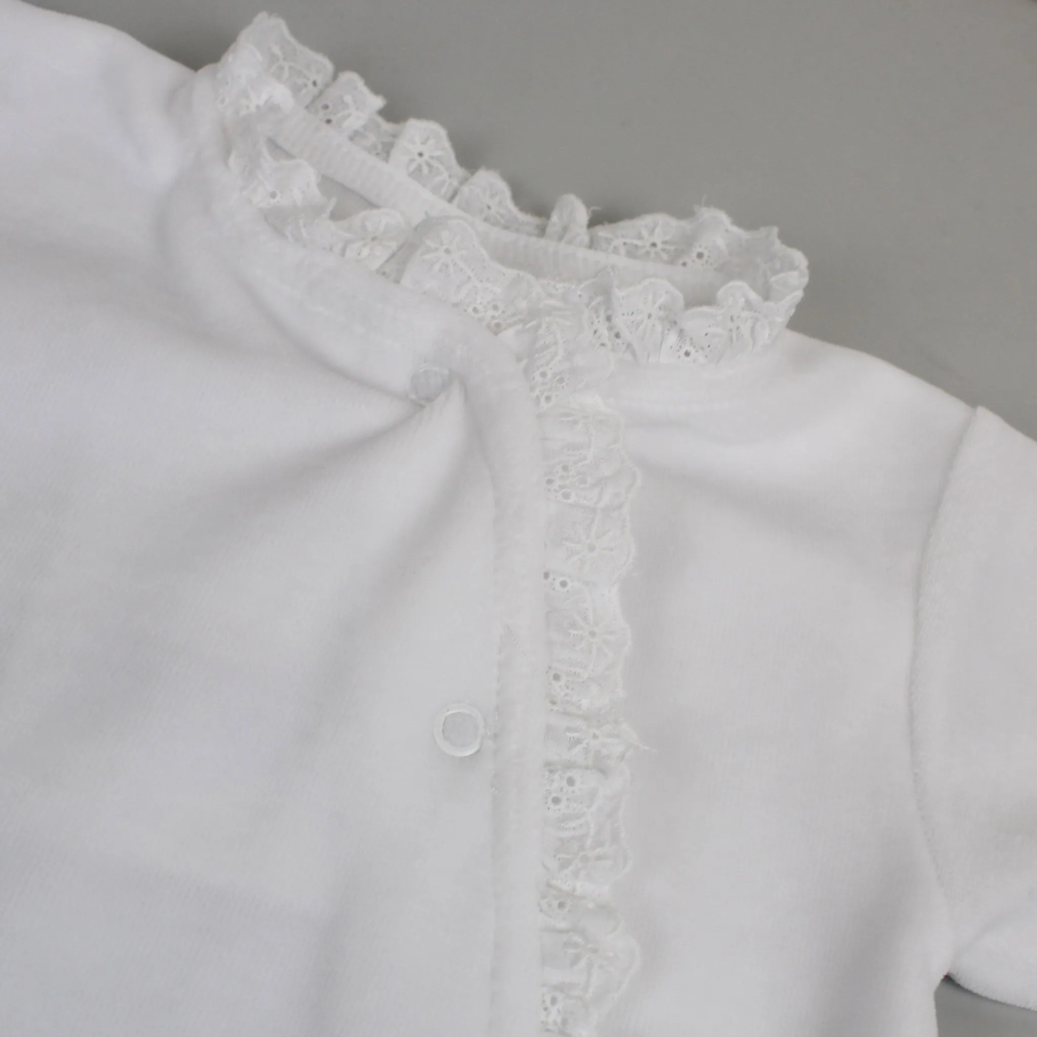 Baby Girls Velour Lace Sleepsuit - White - Pex