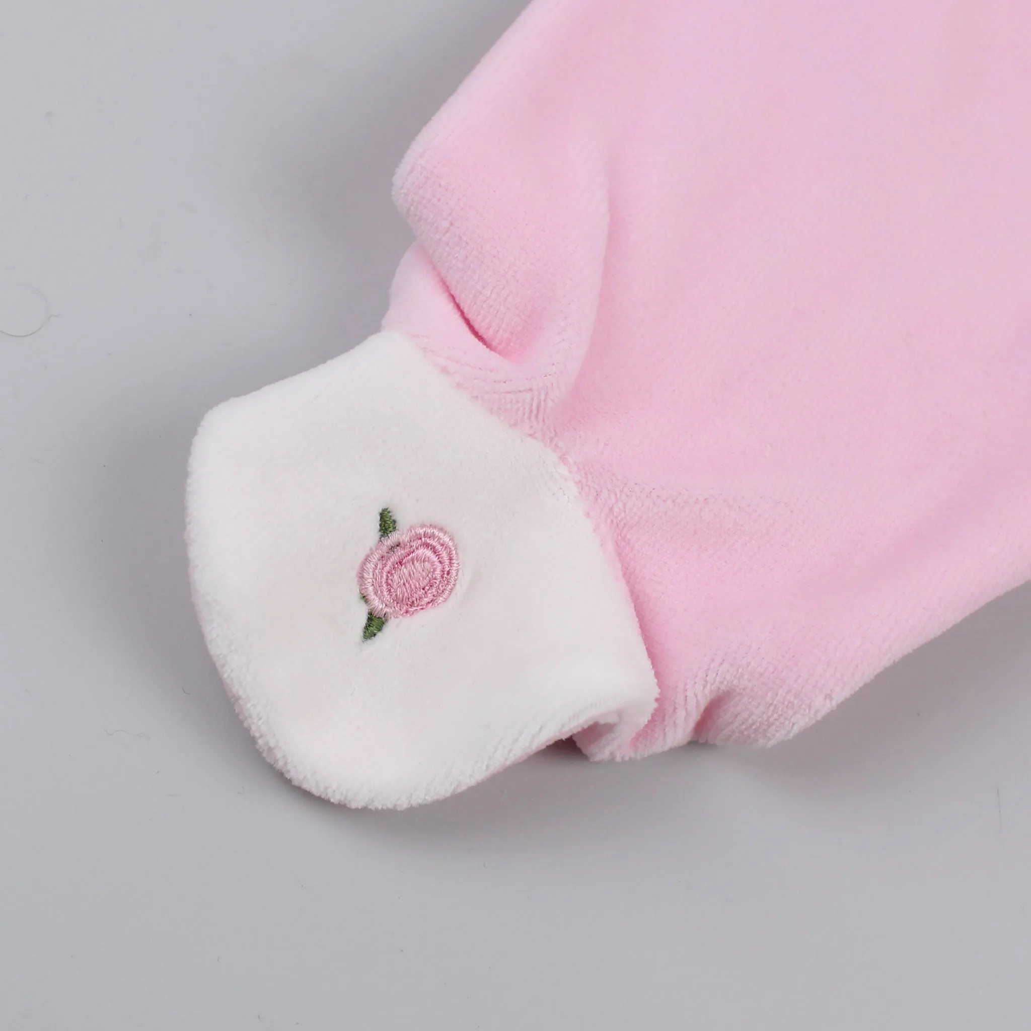 Baby Girls Velour Snuggle Two Piece - Pink and White - Pex Rosie