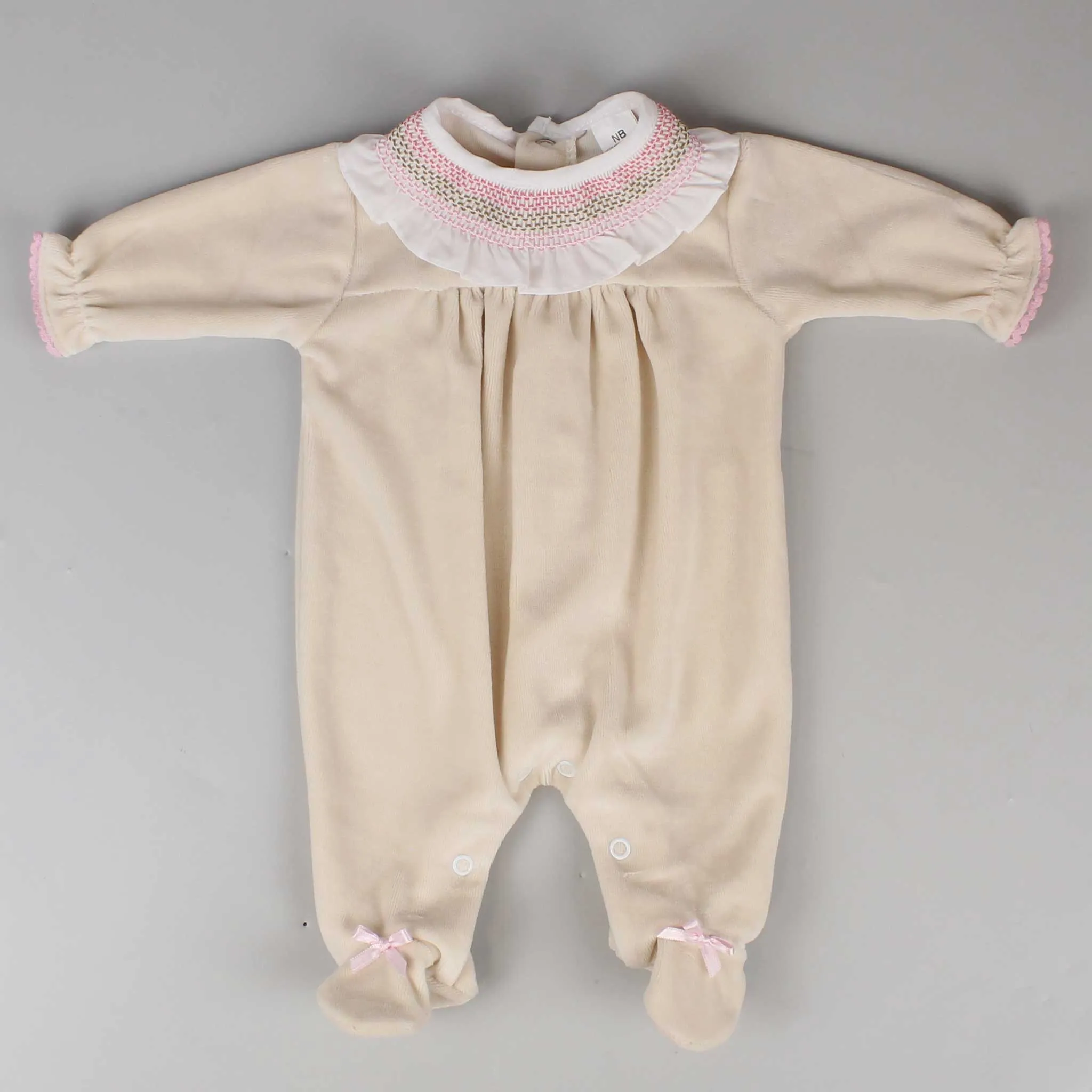 Baby Girls Velour Suit - Beige