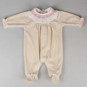 Baby Girls Velour Suit - Beige