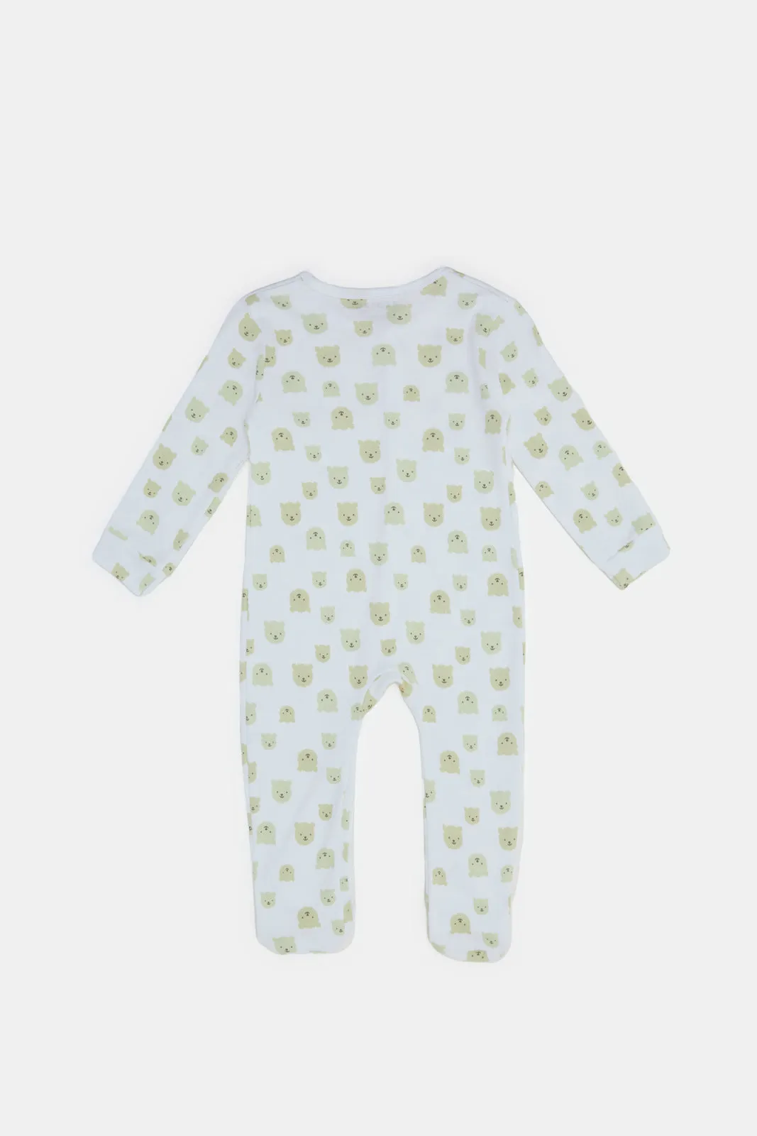 Baby Green And Grey Mélange Sleepsuit Set (Pack of 2)