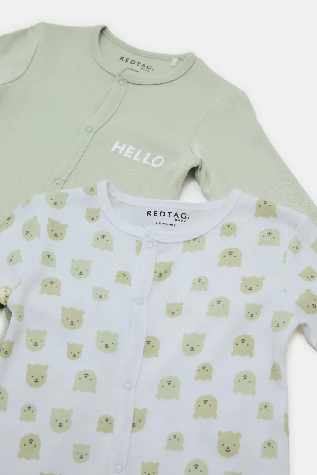 Baby Green And Grey Mélange Sleepsuit Set (Pack of 2)