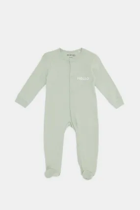 Baby Green And Grey Mélange Sleepsuit Set (Pack of 2)