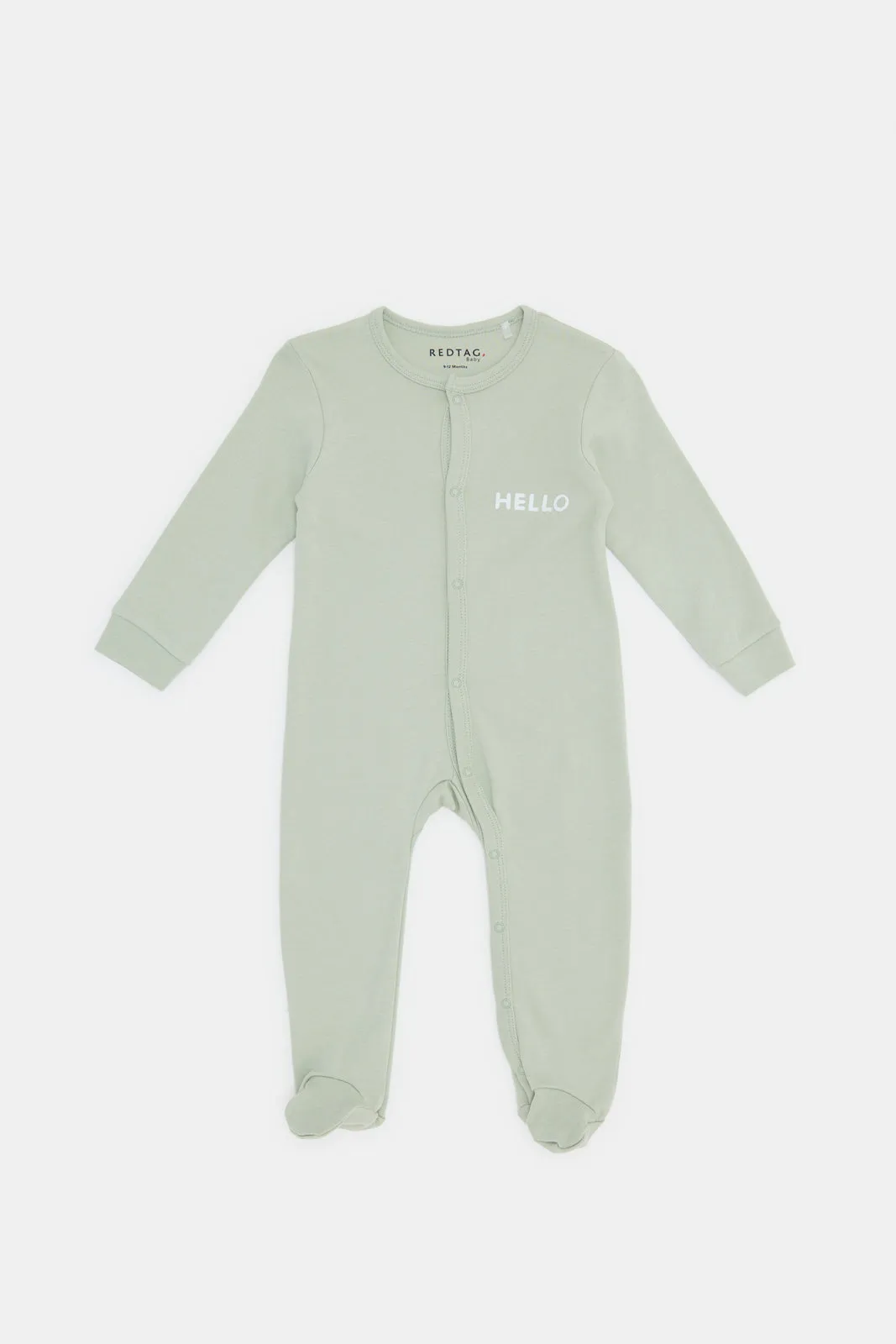 Baby Green And Grey Mélange Sleepsuit Set (Pack of 2)
