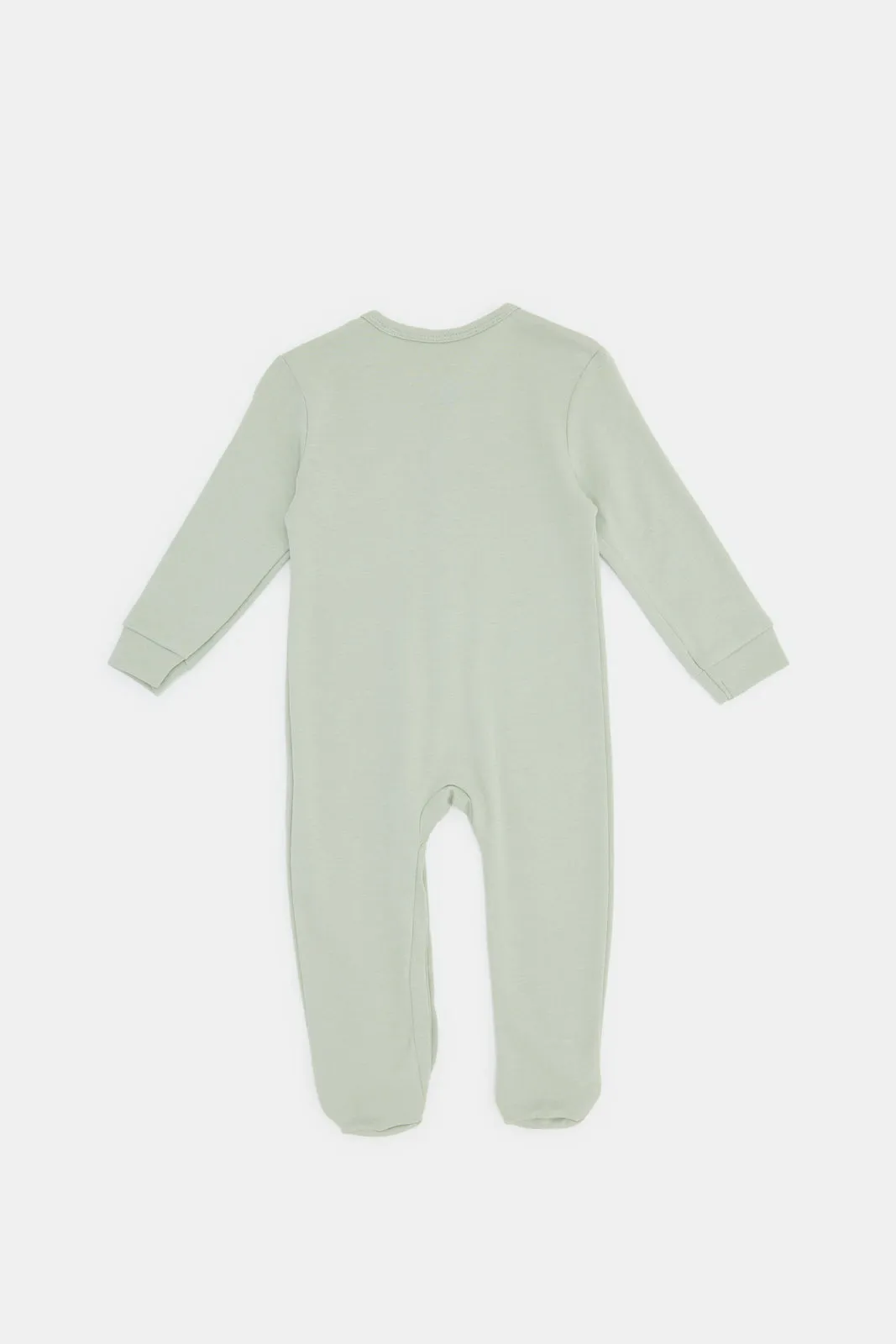 Baby Green And Grey Mélange Sleepsuit Set (Pack of 2)