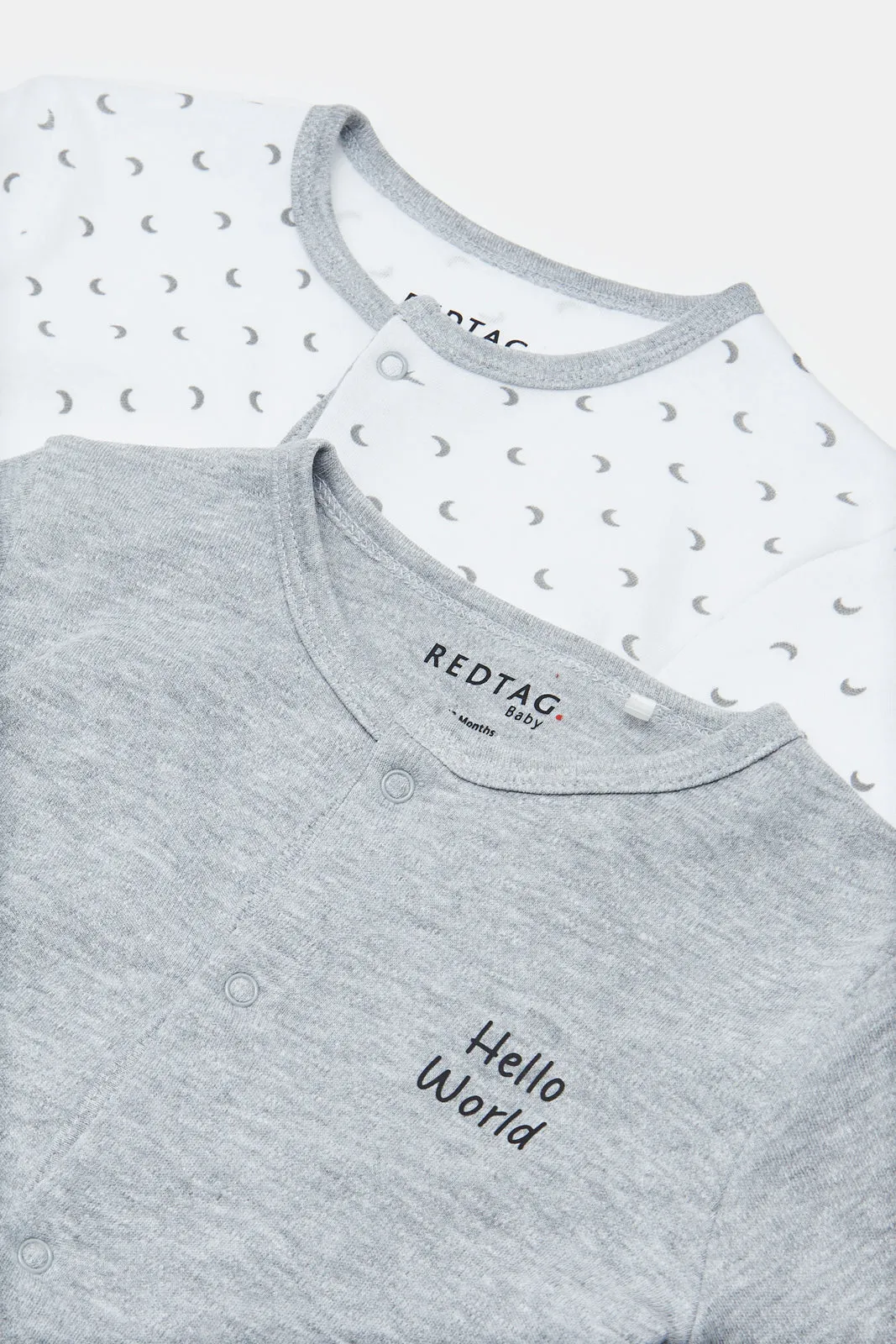 Baby Grey And White Sleepsuit Set (Pack of 2)