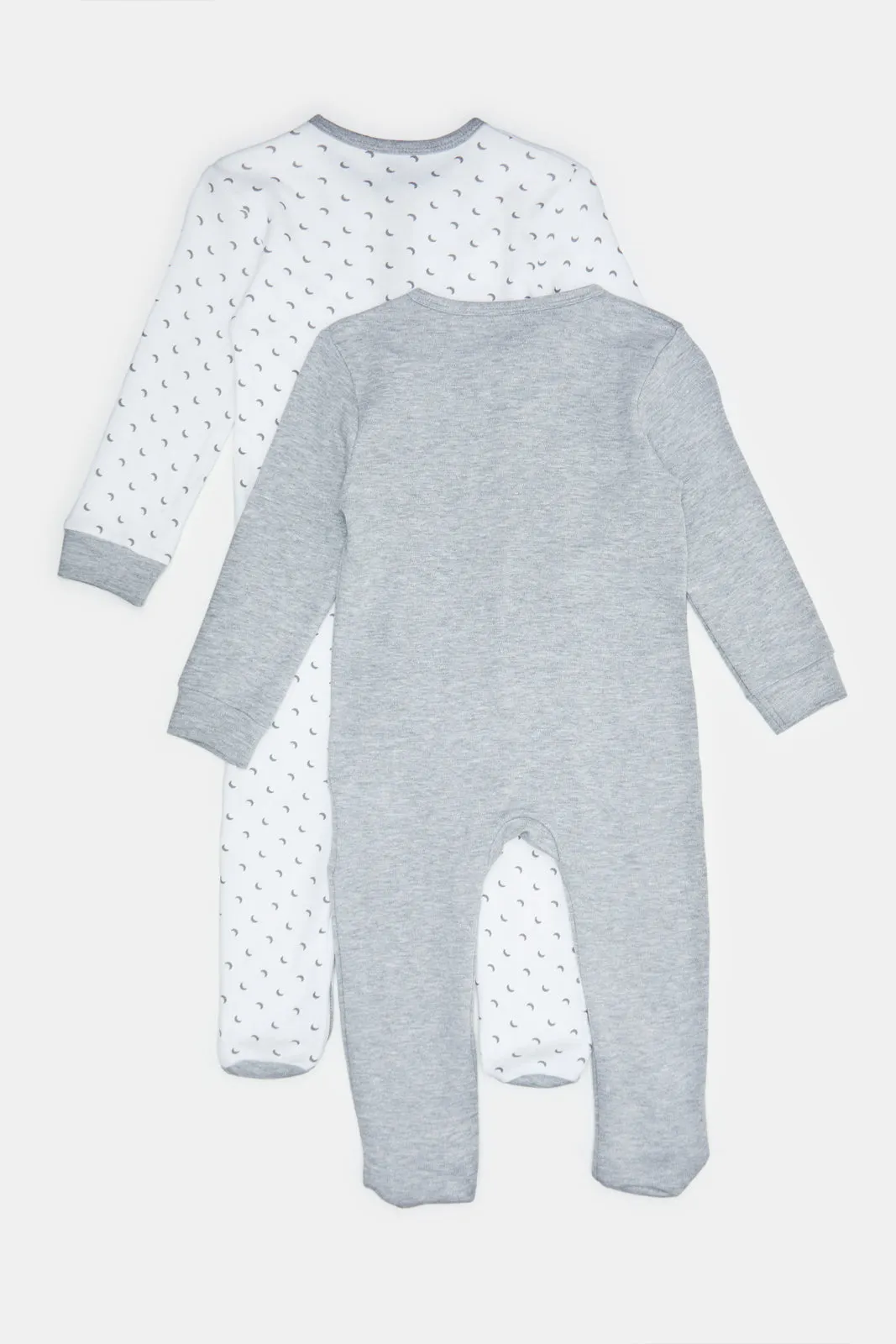 Baby Grey And White Sleepsuit Set (Pack of 2)