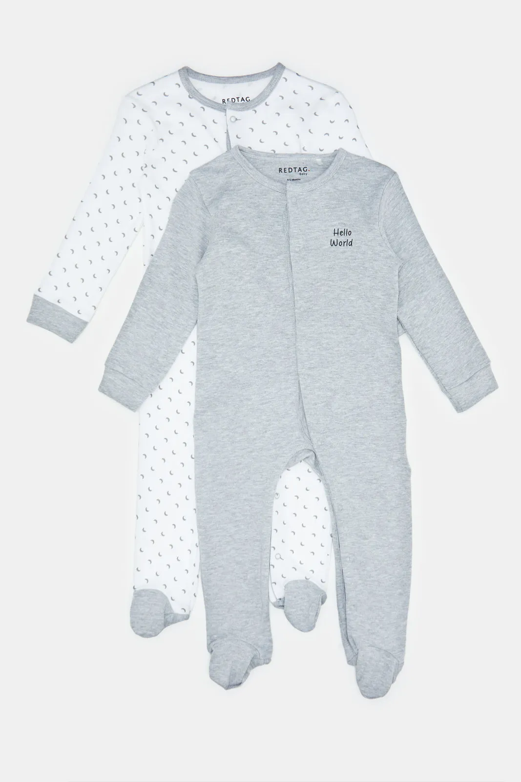Baby Grey And White Sleepsuit Set (Pack of 2)