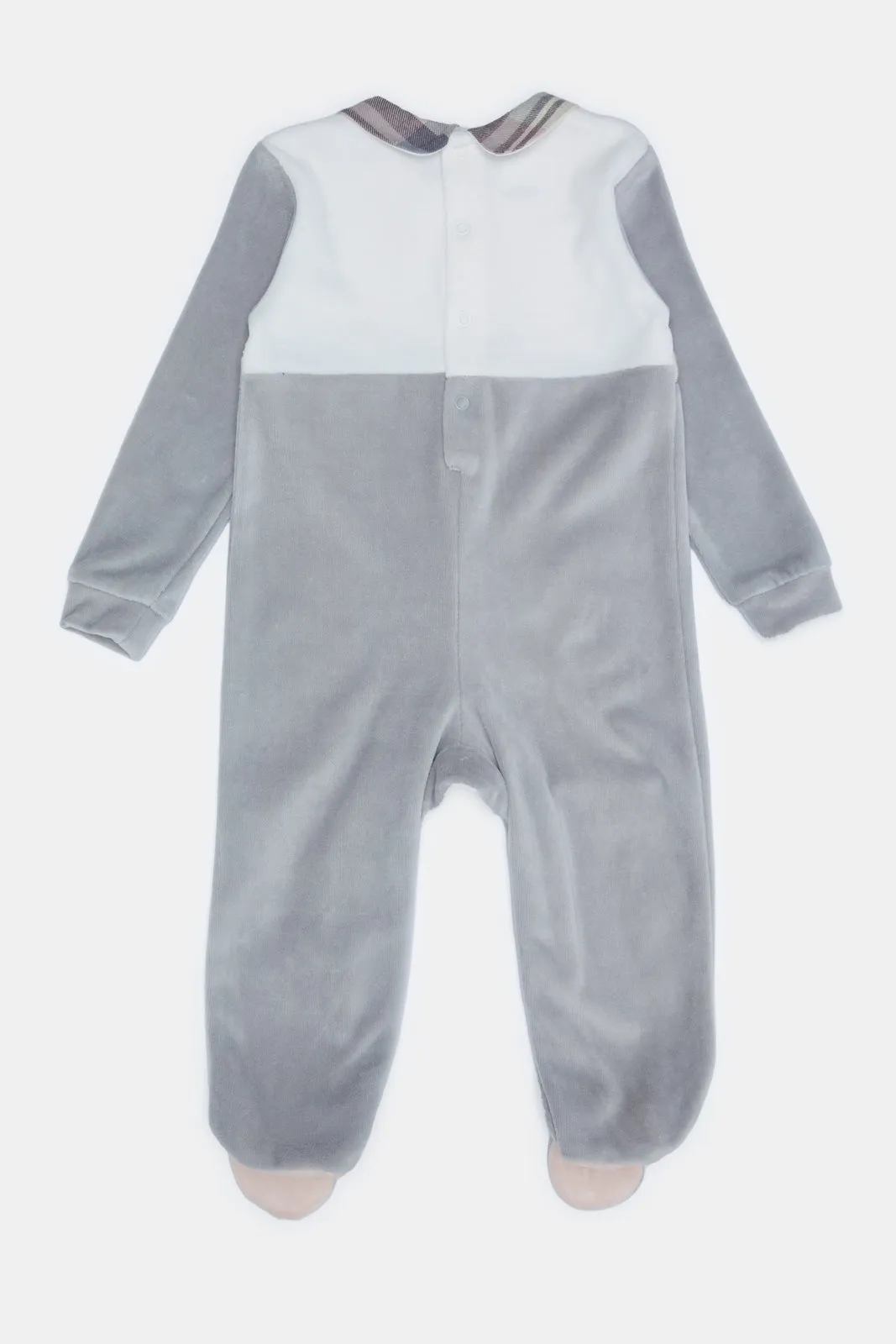 Baby Grey Embellished Sleepsuit