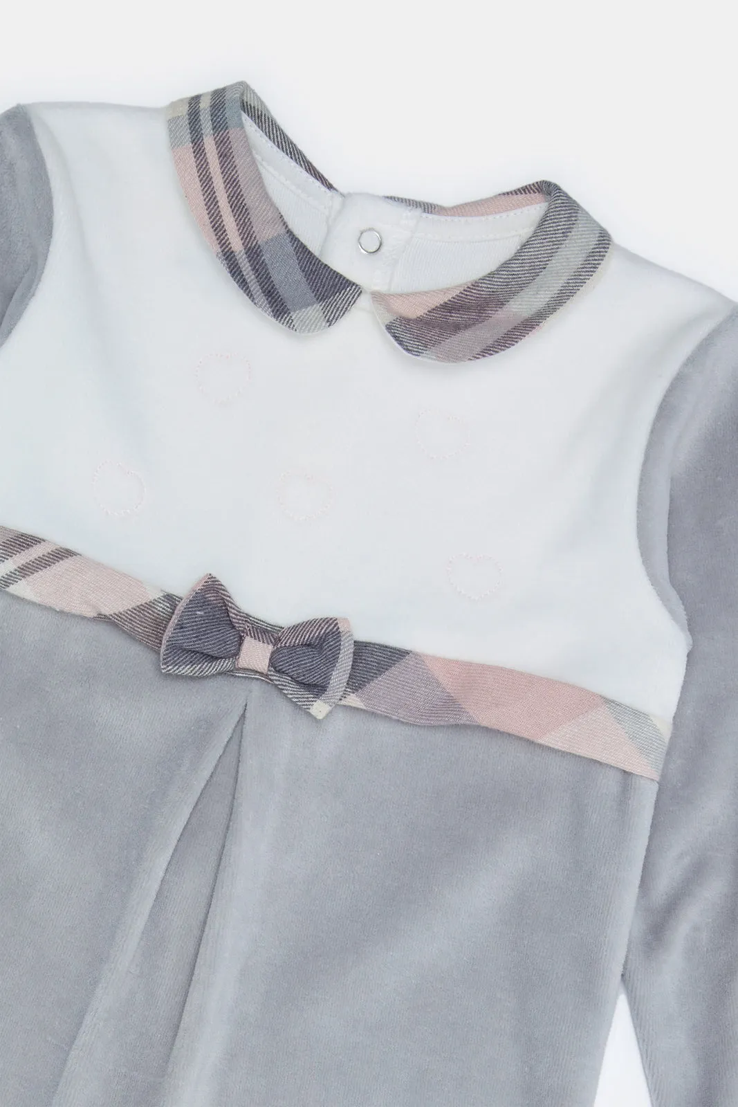 Baby Grey Embellished Sleepsuit