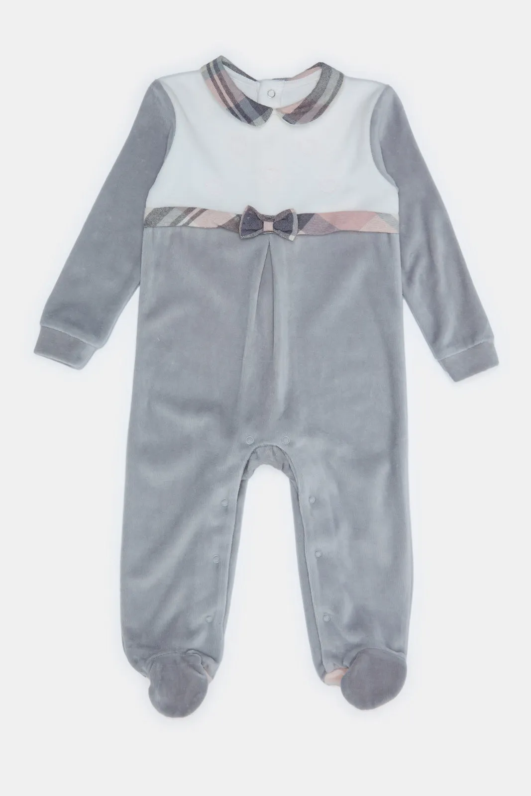 Baby Grey Embellished Sleepsuit