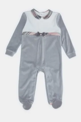Baby Grey Embellished Sleepsuit