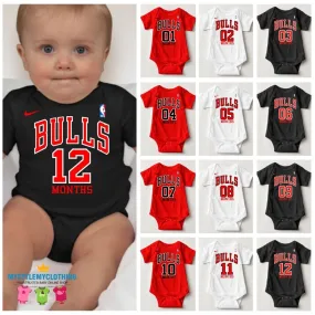 Baby Monthly Onesies - Basketball Jersey Chicago Bulls