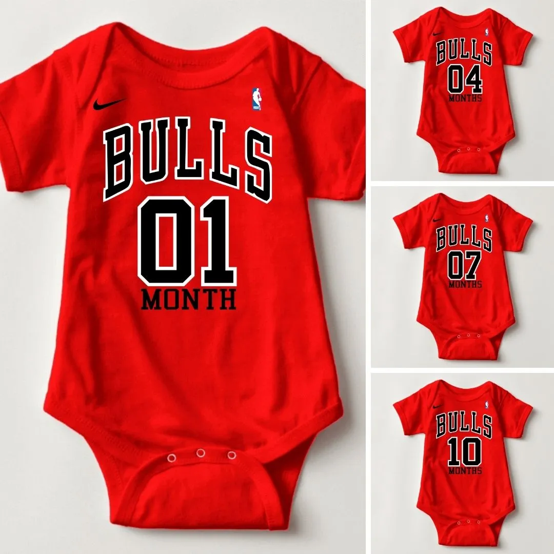 Baby Monthly Onesies - Basketball Jersey Chicago Bulls