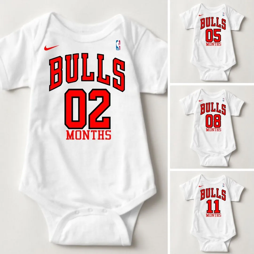 Baby Monthly Onesies - Basketball Jersey Chicago Bulls
