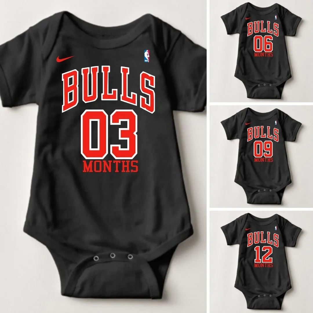 Baby Monthly Onesies - Basketball Jersey Chicago Bulls