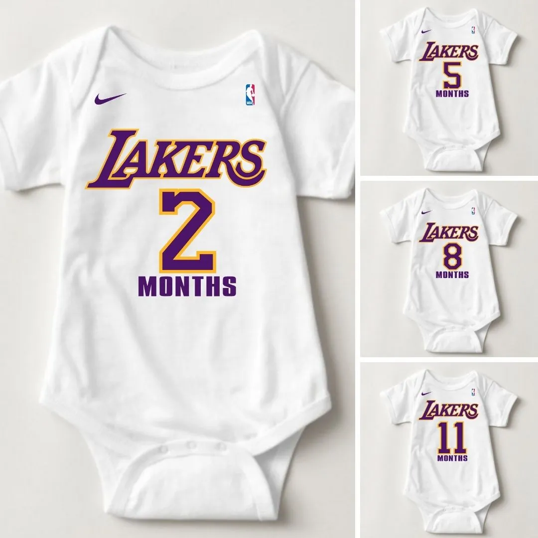 Baby Monthly Onesies - Basketball Jersey Los Angeles Lakers