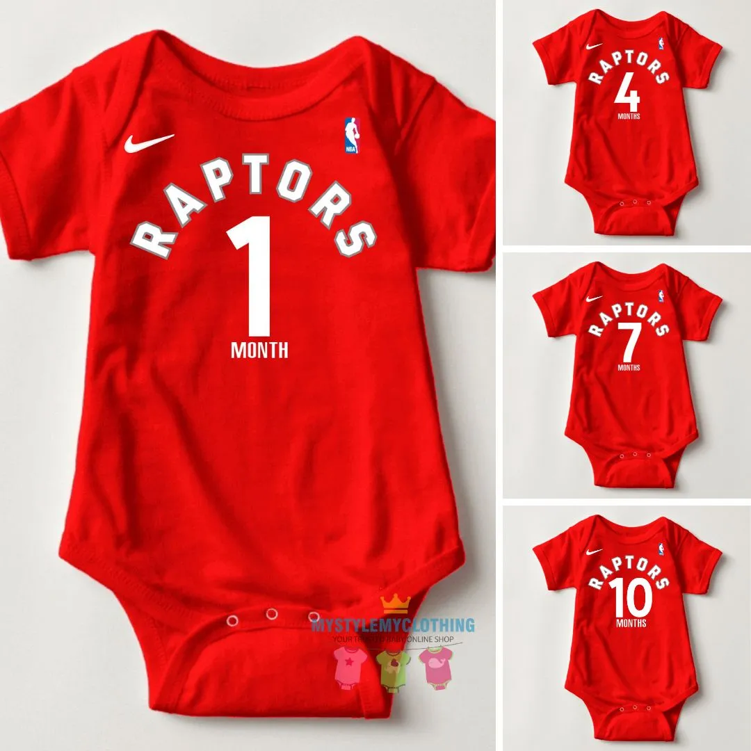 Baby Monthly Onesies - Basketball Jersey Toronto Raptors