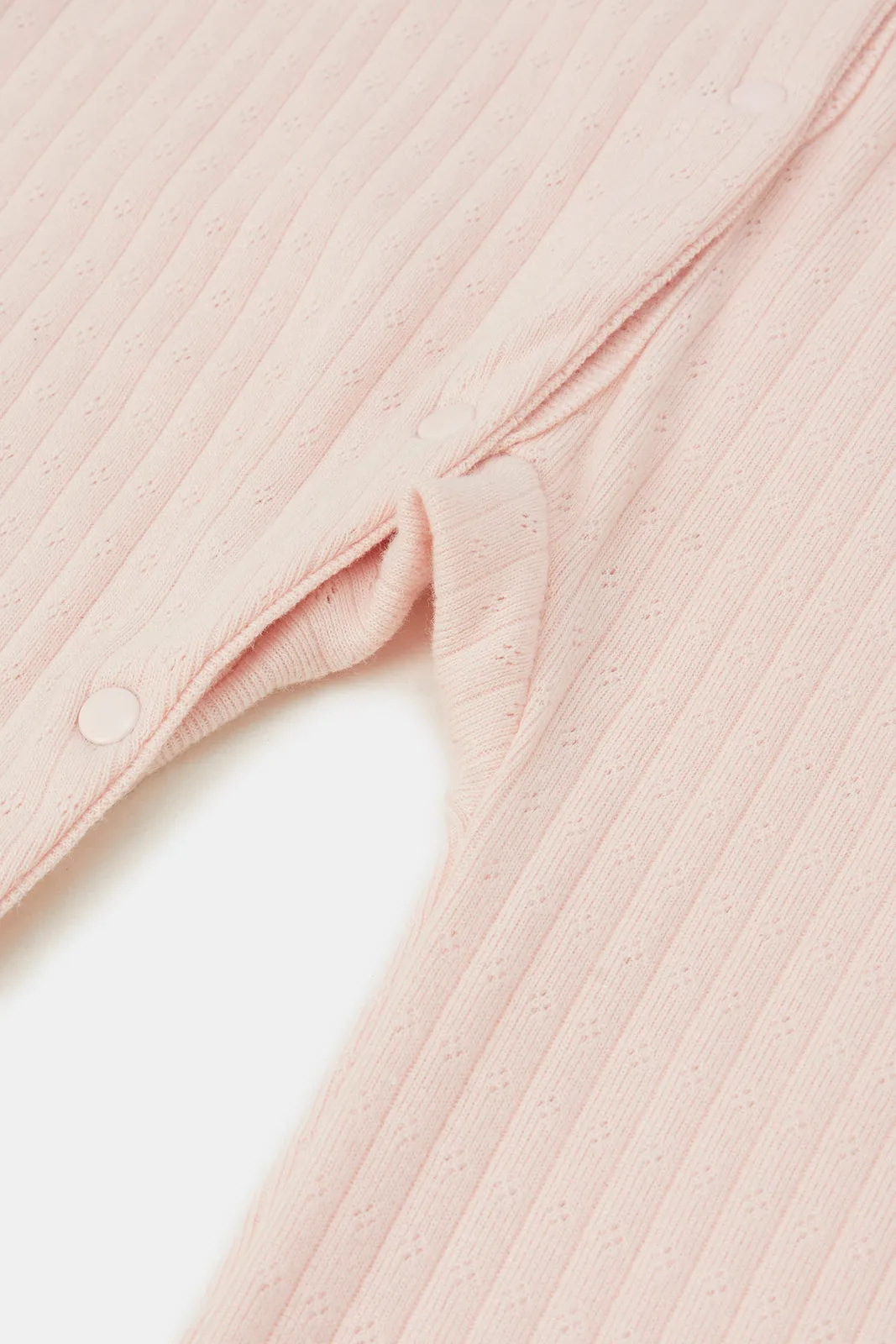 Baby Pink Jacquard Sleepsuit