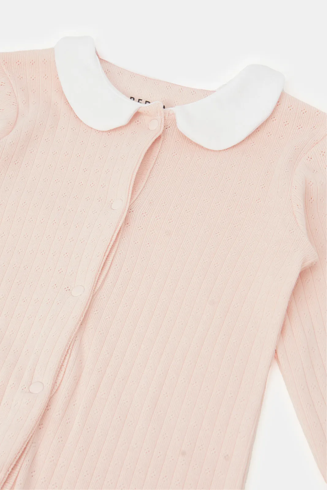 Baby Pink Jacquard Sleepsuit