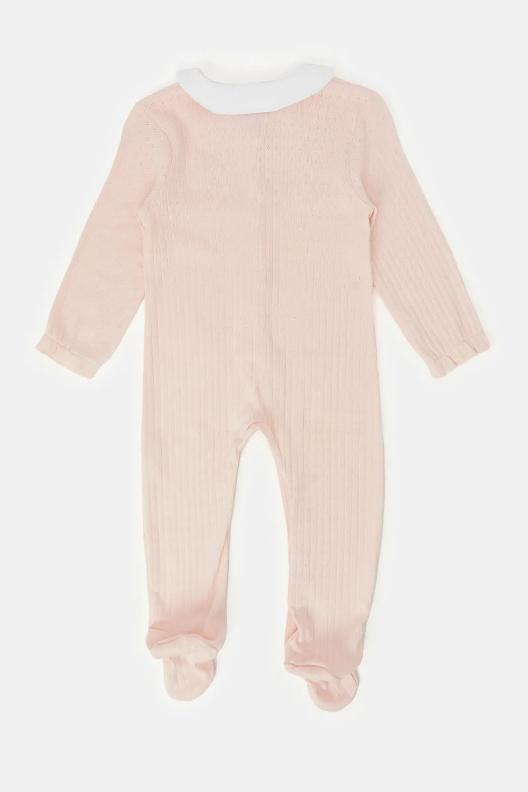 Baby Pink Jacquard Sleepsuit
