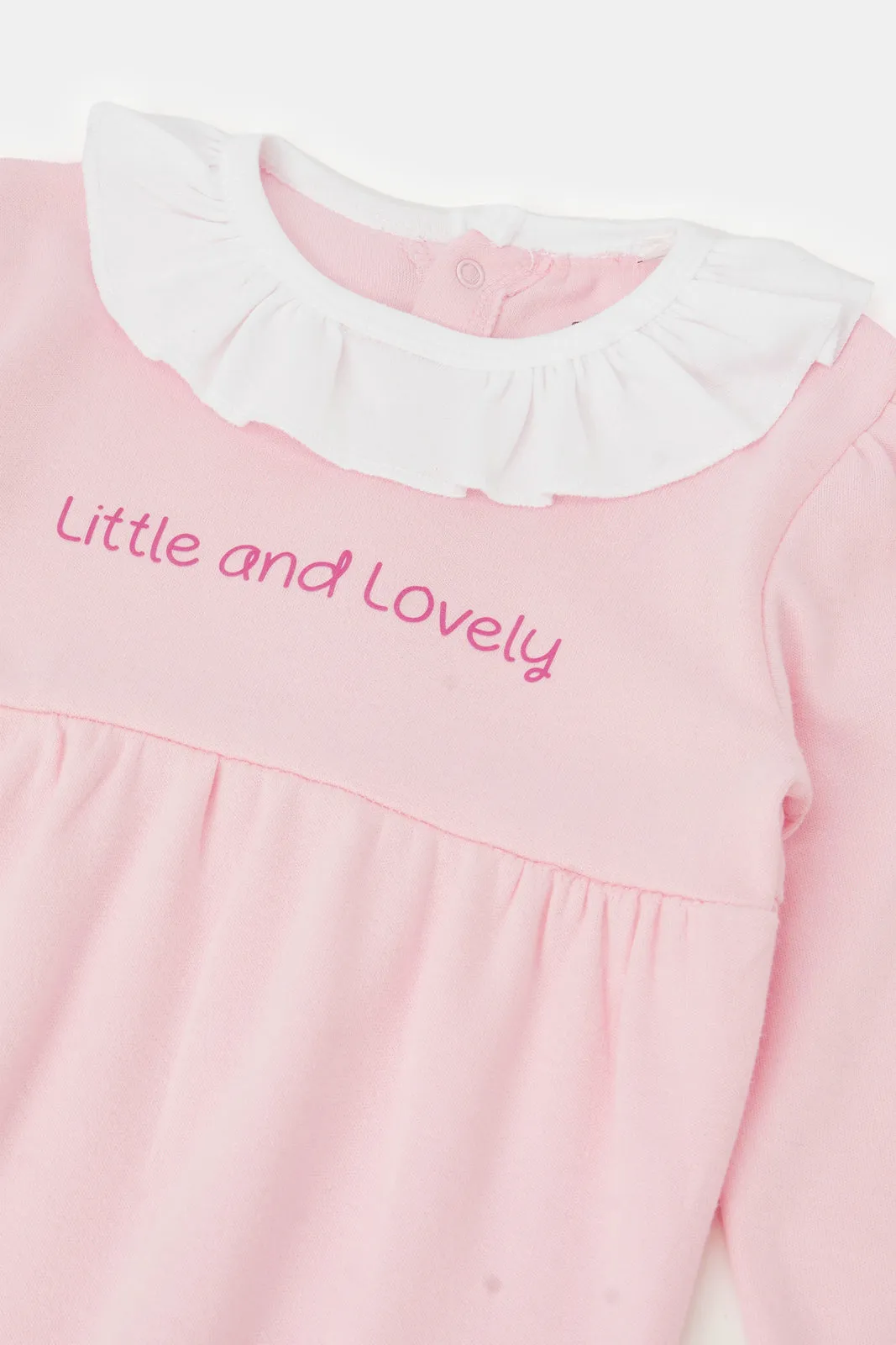 Baby Pink Printed Sleepsuit
