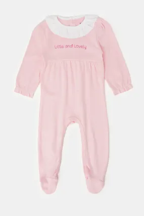 Baby Pink Printed Sleepsuit