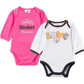 Baby Steelers Girl Long Sleeve Onesie 2 Pack