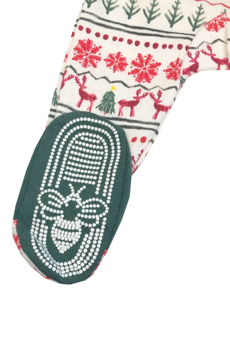 Baby Unisex Multi Fairisle Cotton Christmas Sleepsuits