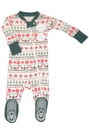 Baby Unisex Multi Fairisle Cotton Christmas Sleepsuits